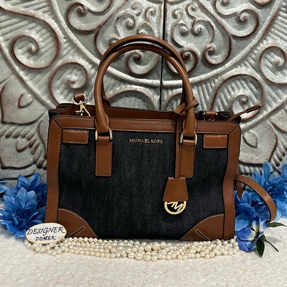 Authentic MICHAEL KORS Dillon Blue Denim Satchel VGC! - Picture 1 of 13